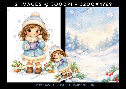 Winter Cutie Watercolour Clipart Pack (set 3)