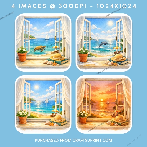 Scenic Beach Window Views (set 1)