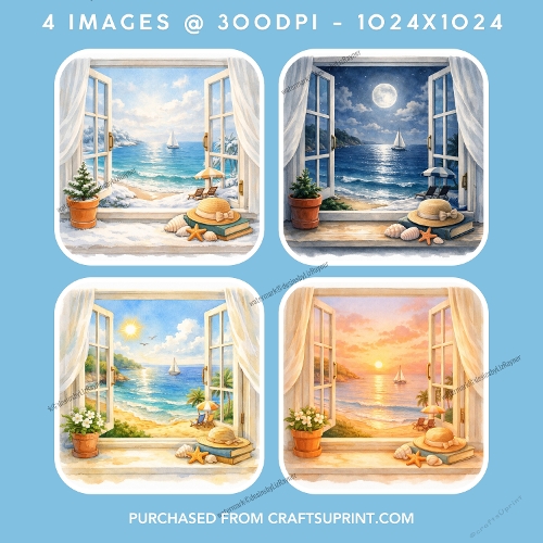 Scenic Beach Window Views (set 2)