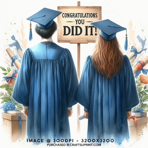 Graduation Couple in Blue Robes