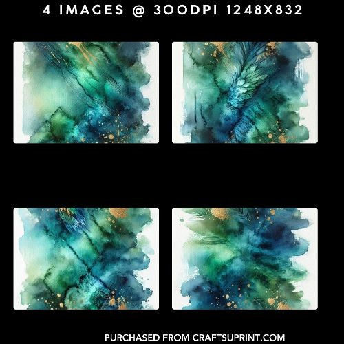 Abstract Watercolour Teal and Green Textures