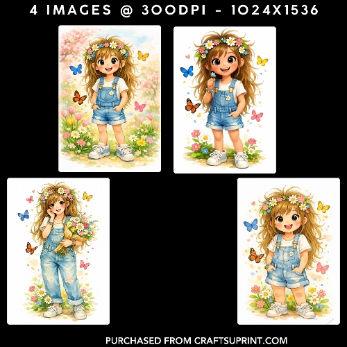 Cute Whimsical Spring Girl in Denim