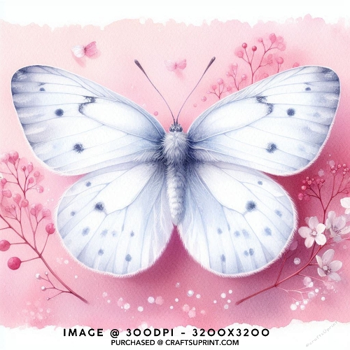 Elegant Soft White Butterfly and Pink Watercolour