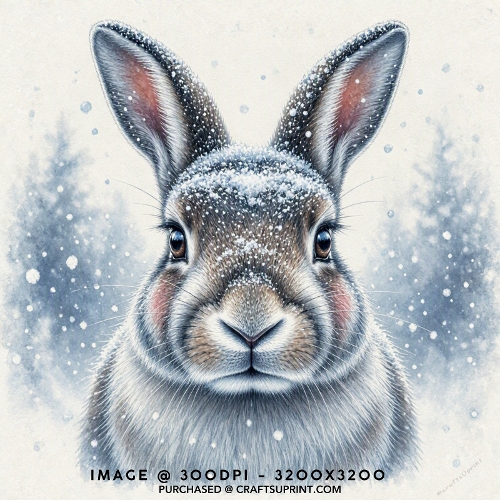 Rabbit Close Up Portrait Winter Christmas