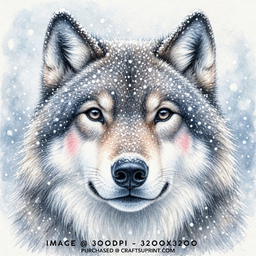 Wolf Close Up Portrait Winter Christmas