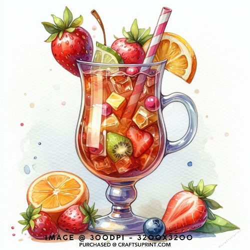 Vibrant Fruit Cocktail Iced Tea Summer Drink Topper
