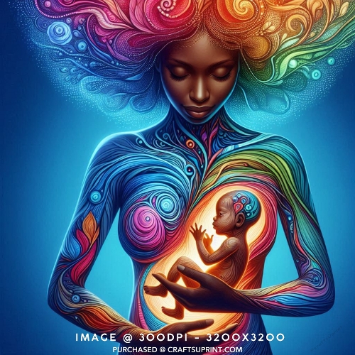 Vibrant Rainbow Motherhood Pregnant Woman 