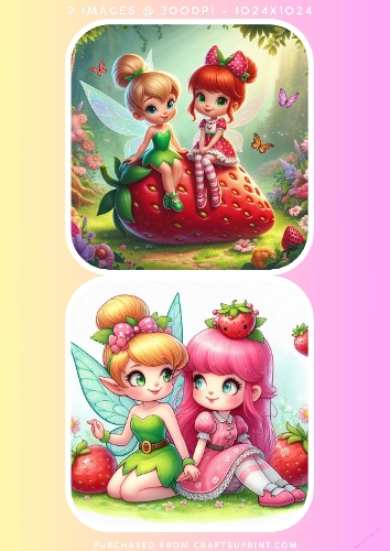 Cute Whimsical Strawberry Fairies Secret Garden