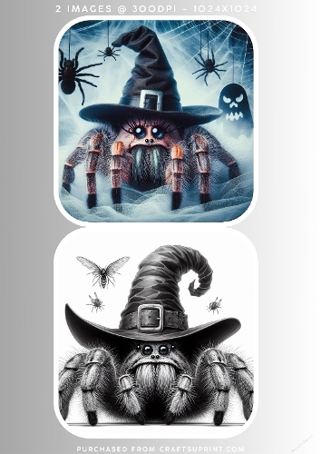 Cute Halloween Witch Spider and Gothic Cobweb