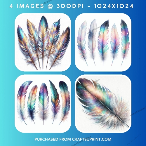Vibrant Iridescent Feathers with Gold Shimmer