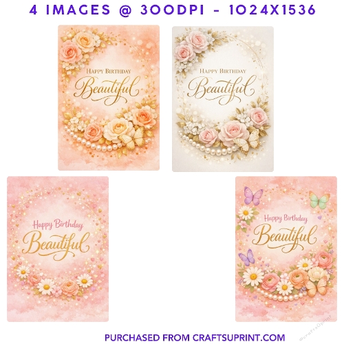 Elegant Floral Happy Birthday Beautiful Card Fronts