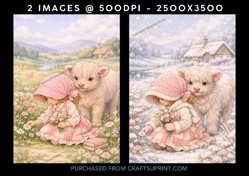 Country Girl and Highland Cow Calf Set 3