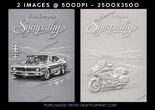 Masculine Muscle Car & Motorcycle With Deepest Sympathy Cards (set 2)