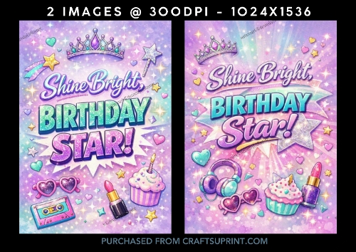 Shine Bright Birthday Star Makeup Card Fronts