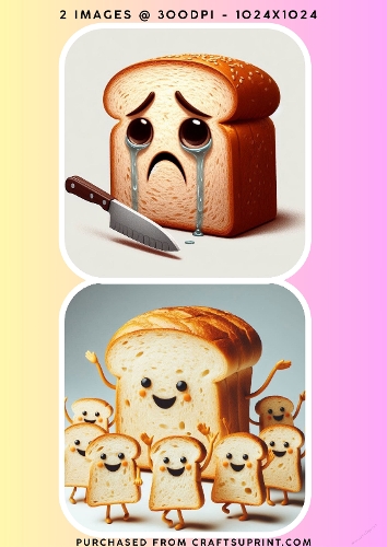 Funny Crying Bread and Happy Loaf Family