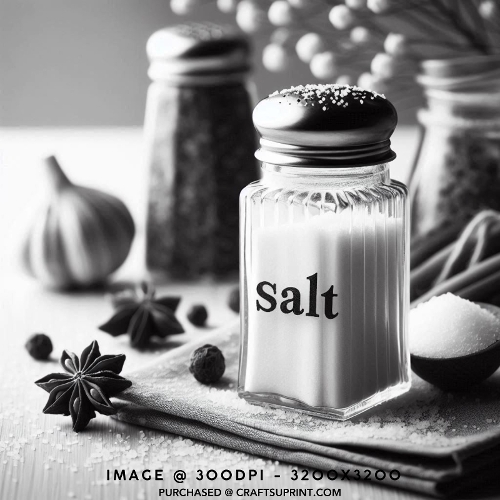 Vintage Black and White Kitchen Salt Shaker and Spices Card Front