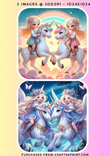 Magical Unicorns and Princess Girls Day and Night