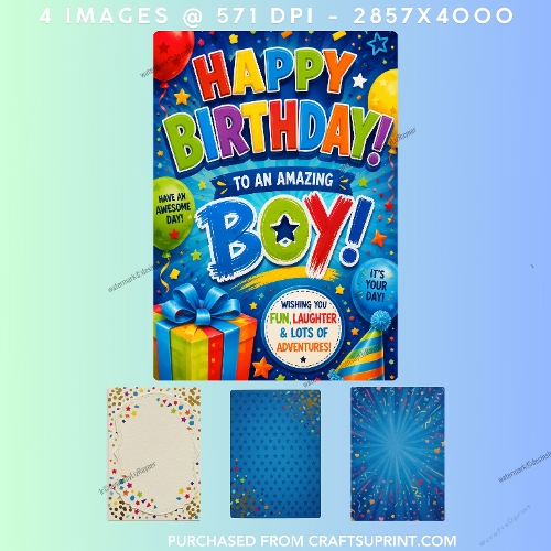 Vibrant Blue Stars Happy Birthday to an Amazing Boy Card Kit