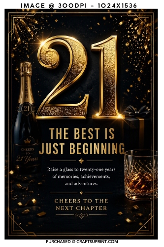 Luxury Gold and Black 21st Birthday Champagne & Whiskey Card Front