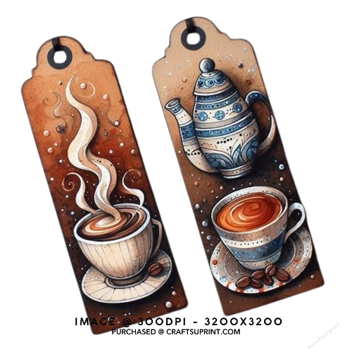 Cozy Coffee and Tea Time Watercolour Bookmarks 