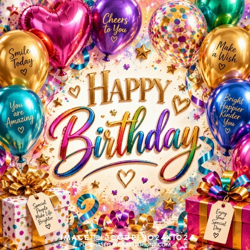 Happy Birthday Celebration, Colourful Balloons, Birthday Gifts, Confetti & Party Clipart (set 4)