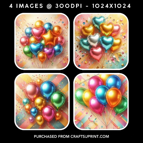 Metallic Foil Birthday Balloons Clipart Backgrounds