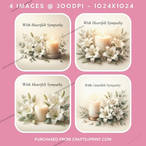 White Lily & Candle Sympathy Card Toppers