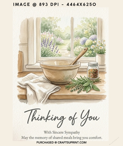 Thinking of You Sincere Sympathy Shared Meals Kitchen Card 