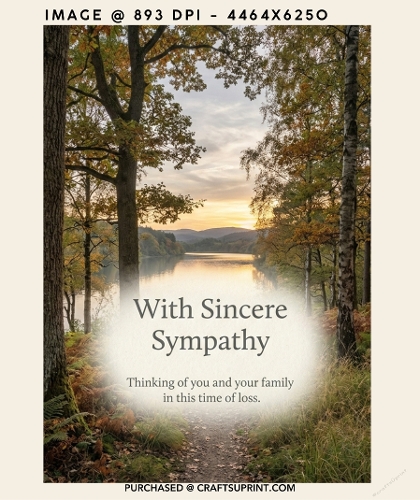 With Sincere Sympathy Autumn River Forest Vista Card Background