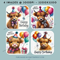 Happy Birthday - Highland Cow
