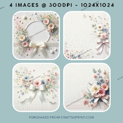 Pastel Floral & Ribbon Elegant Card Making Kit (Set 3)