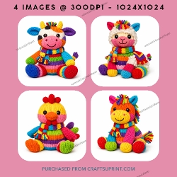 Rainbow Knitted Animal Images (set 2)