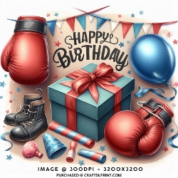 cup1460293_101667 - Boxing Theme Happy Birthday Card Front