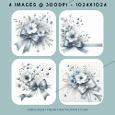 Blue Floral & Ribbon Elegant Card Making Kit (Set 1)
