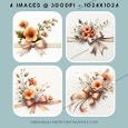 Orange Floral & Ribbon Elegant Card Making Kit (Set 2)