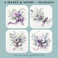 Purple Floral & Ribbon Elegant Card Making Kit (Set 4)