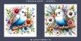 Cute Blue and White Budgie Perched on Branch