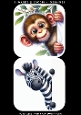 Cute Peekaboo Safari Animals Monkey and Zebra
