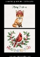 Cute Christmas Fox and Cardinal Bird – 2 Printable Holiday Card Fronts