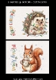 Cute Christmas Hedgehog and Squirrel – 2 Printable Holiday Card Fronts