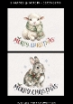 Cute Christmas lamb and bunny – 2 Printable Holiday Card Fronts