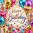 Happy Birthday Celebration, Colourful Balloons, Birthday Gifts, Confetti & Party Clipart (set 1)