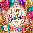Happy Birthday Celebration, Colourful Balloons, Birthday Gifts, Confetti & Party Clipart (set 3)
