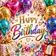 Happy Birthday Celebration, Colourful Balloons, Birthday Gifts, Confetti & Party Clipart (set 4)