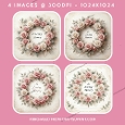 In Loving Memory Pink Rose Wreath Sympathy Toppers