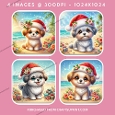 Tropical Christmas Cute Puppies Beach Card Toppers