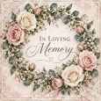 In Loving Memory Shabby Chic Rose Wreath Sympathy Card Background