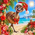 Tropical Christmas Cute Emu Beach Card Topper Background