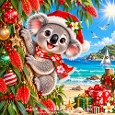 Tropical Christmas Cute Koala Beach Card Topper Background