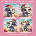 Tropical Christmas Cute Elephant Beach Card Toppers